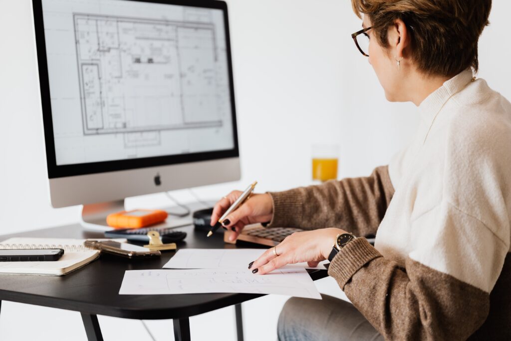 A person working on a design task at a desk